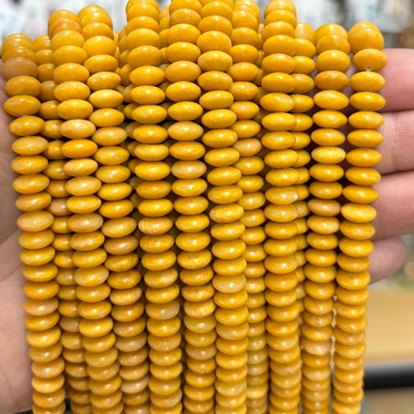 No_1892_Natural Old Yellow Jade Flying Saucer Bead_8*4mm_(Sold Per Strand)