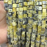 No_1909_Natural Grass Yellow Turquoise Square Block Beads_6mm_(Sold Per Strand)