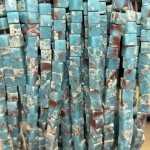 No_1912_Synthetic Light Blue Imperial Jasper Square Block Beads_6mm_(Sold Per Strand)
