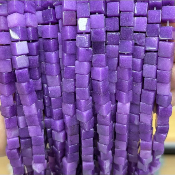 No_1914_Enhanced Purple Chalcedony Square Block Beads_6mm_(Sold Per Strand)