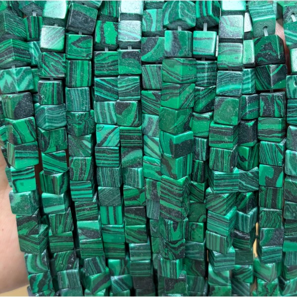 No_1922_Synthetic Malachite Square Block Beads_6mm_(Sold Per Strand)