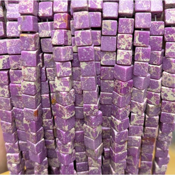 No_1924_Synthetic Purple Imperial Jasper Square Block Beads_6mm_(Sold Per Strand)
