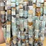 No_1931_Natural Amazonite Square Block Beads_6mm_(Sold Per Strand)