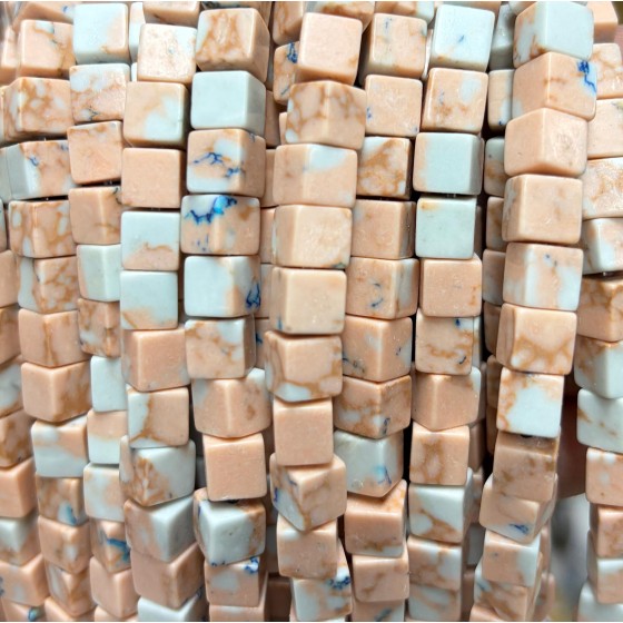 No_1943_Synthetic Pink Imperial Jasper Block Beads_6mm_(Sold Per Strand)