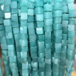 No_1947_Enhanced Dark Green Chalcedony Block Beads_6mm_(Sold Per Strand)