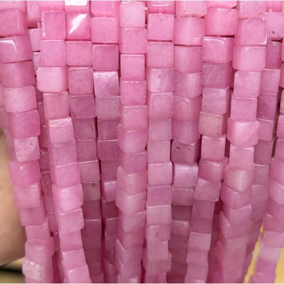 No_1948_Enhanced Pink Chalcedony Block Beads_6mm_(Sold Per Strand)