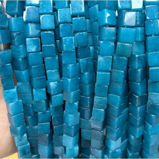 No_1949_Enhanced Dark Blue Chalcedony Block Beads_6mm_(Sold Per Strand)