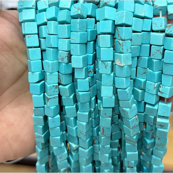 No_1950_Enhanced Turquoise Block Beads_6mm_(Sold Per Strand)