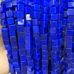 No_1953_Enhanced Navy Blue Chalcedony Square Block Beads_6mm_(Sold Per Strand)