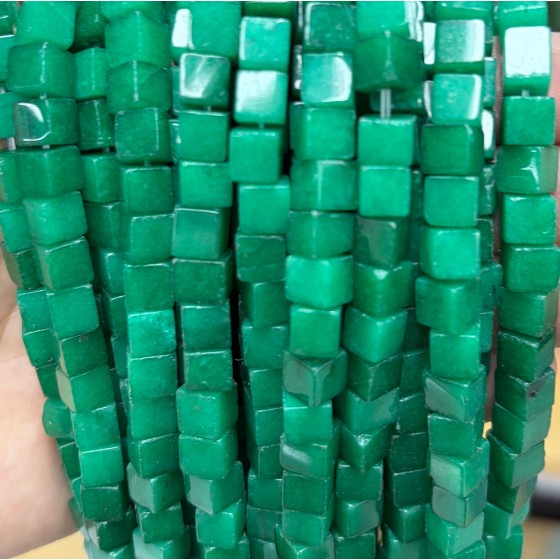 No_1954_Enhanced Green Chalcedony Square Block Beads_6mm_(Sold Per Strand)