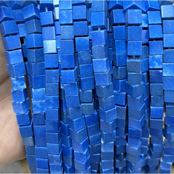 No_1962_Synthetic Navy Blue Stone Square Block Beads_6mm_(Sold Per Strand)