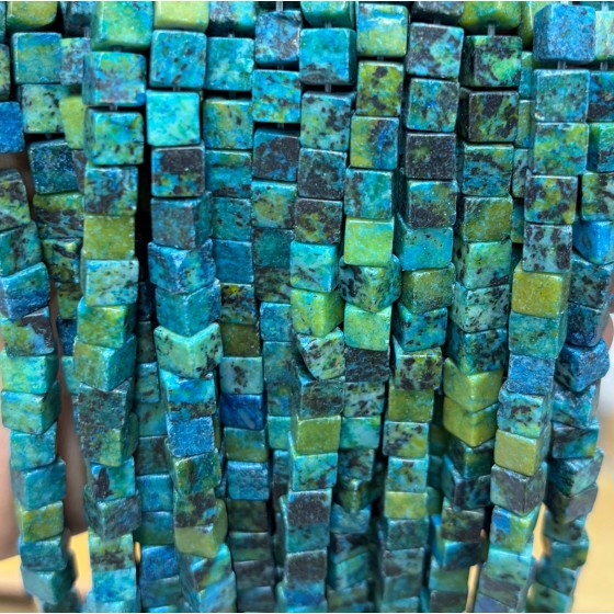 No_1966_Synthetic Chrysocolla Square Block Beads_6mm_(Sold Per Strand)