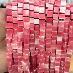 No_1967_Synthetic Rose Red Jasper Square Block Beads_6mm_(Sold Per Strand)