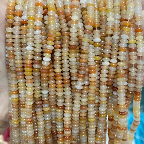 No_1996_Natural Gold Silk Jade Rondelle Beads_4*2mm_(Sold Per Strand)