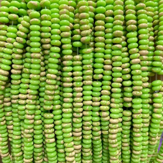 No_2003_Synthetic Grass Green Imperial Jasper Rondelle Beads_4*2mm_(Sold Per Strand)