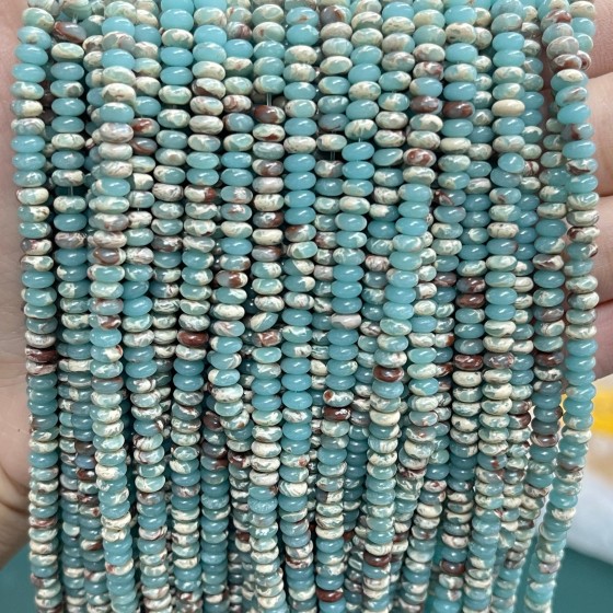 No_2023_Synthetic Hole Blue Imperial Jasper Rondelle Beads_4*2mm_(Sold Per Strand)