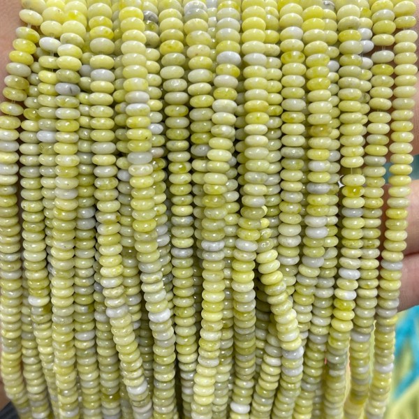 No_2029_Natural Yellow Serpentine Rondelle Beads_4*2mm_(Sold Per Strand)
