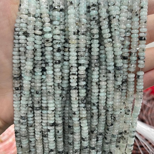 No_2036_Natural Kiwi Stone Blue Stone Rondelle Beads_4*2mm_(Sold Per Strand)