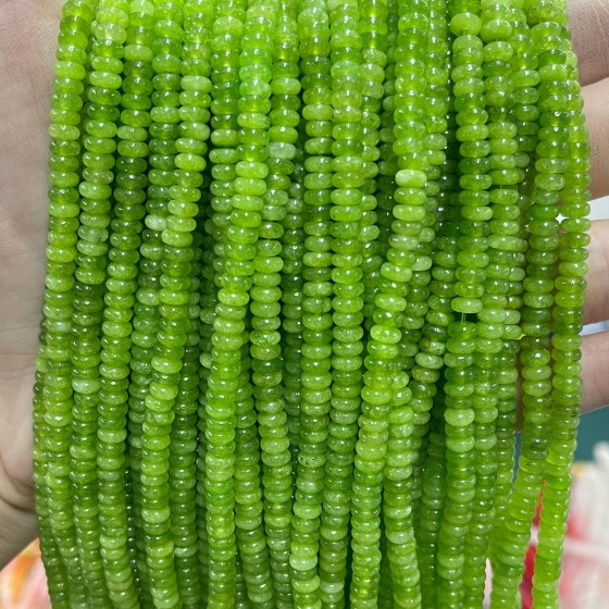 No_2041_Enhanced Grass Green Chalcedony Rondelle Beads_4*2mm_(Sold Per Strand)