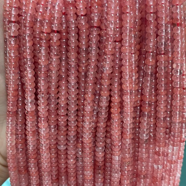 No_2045_Synthetic Watermelon Red Crystal Rondelle Beads_4*2mm_(Sold Per Strand)