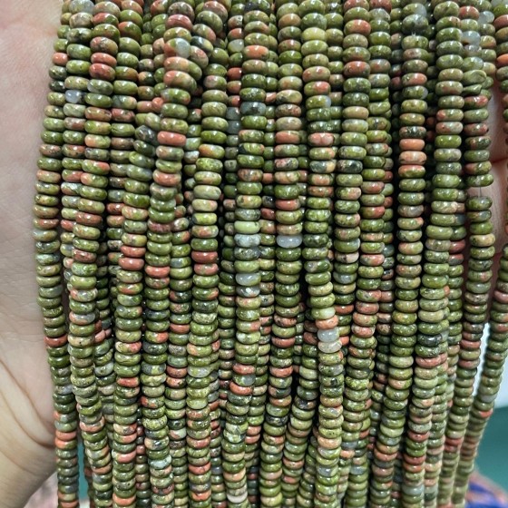 No_2055_Natural Unakite Rondelle Beads_4*2mm_(Sold Per Strand)