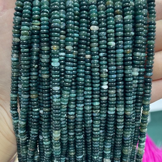 No_2077_Natural Moss Agate Rondelle Beads_4*2mm_(Sold Per Strand)