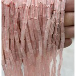 No_2080_Natural Rose Quartz Round Tube_4*13mm_(Sold Per Strand)