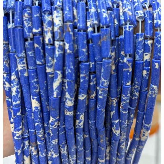 No_2087_Synthetic Blue Imperial Jasper Round Tube_4*13mm_(Sold Per Strand)