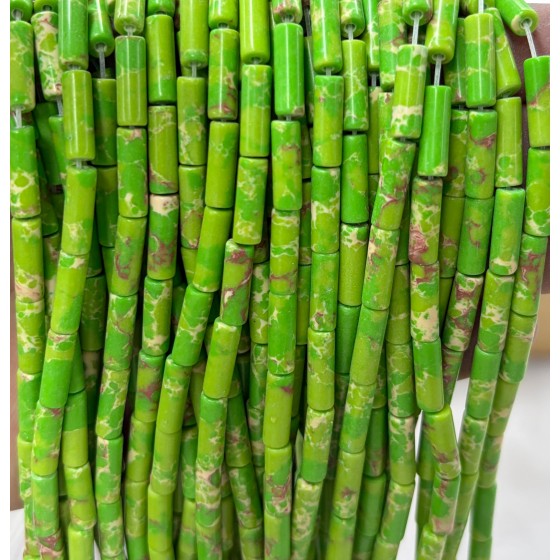 No_2088_Synthetic Grass Green Imperial Jasper Round Tube_4*13mm_(Sold Per Strand)