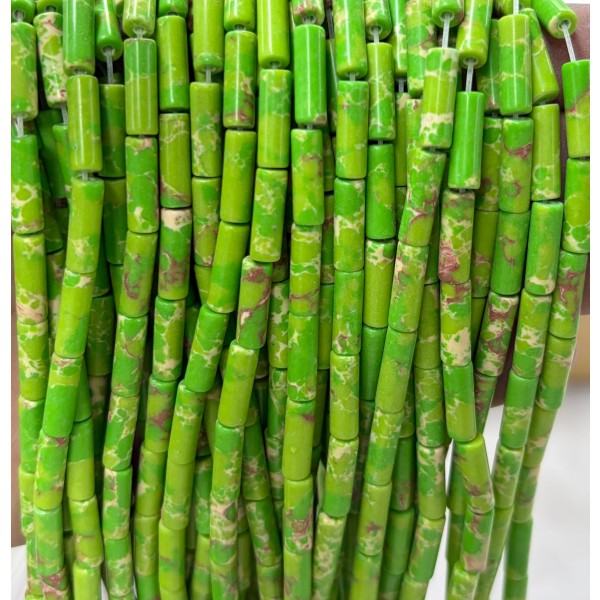 No_2088_Synthetic Grass Green Imperial Jasper Round Tube_4*13mm_(Sold Per Strand)