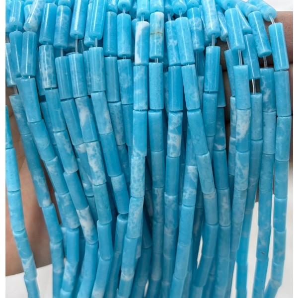 No_2095_Synthetic Blue Serpentine Round Tube_4*13mm_(Sold Per Strand)
