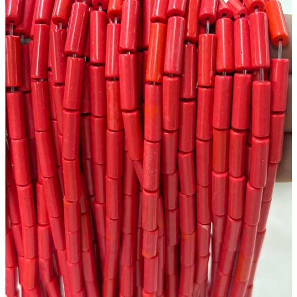 No_2099_Synthetic Red Jasper Round Tube_4*13mm_(Sold Per Strand)