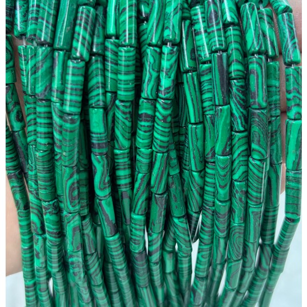No_2100_Synthetic Malachite Round Tube_4*13mm_(Sold Per Strand)