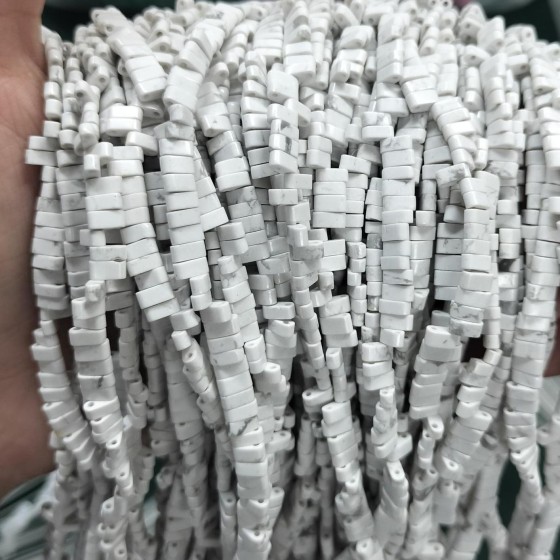 No_204_Natural White Turquoise Double Hole Square Bead_5*2mm_(Sold Per Strand)