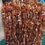 No_206_Natural Red Agate Double Hole Square Bead_5*2mm_(Sold Per Strand)