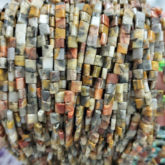 No_221_Natural Crazy Lace Agate Double Hole Square Bead_5*5mm_(Sold Per Strand)