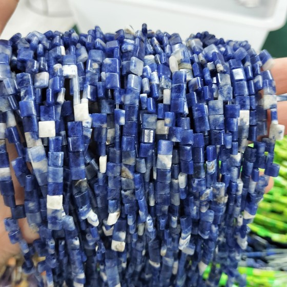 No_224_Natural Blue Lace Stone Double Hole Square Bead_5*5mm_(Sold Per Strand)