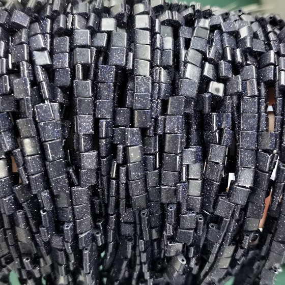 No_232_Synthetic Blue Sand Stone Double Hole Square Bead_5*5mm_(Sold Per Strand)