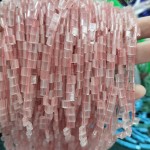 No_233_Synthetic Watermelon Red Crystal Double Hole Square Bead_5*5mm_(Sold Per Strand)