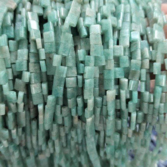 No_242_Enhanced Amazonite Color Chalcedony Double Hole Square Bead_5*5mm_(Sold Per Strand)