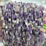 No_252_Natural Amethyst Double Hole Square Bead_5*5mm_(Sold Per Strand)