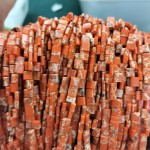 No_253_Synthetic Orange Imperial Jasper Double Hole Square Bead_5*5mm_(Sold Per Strand)