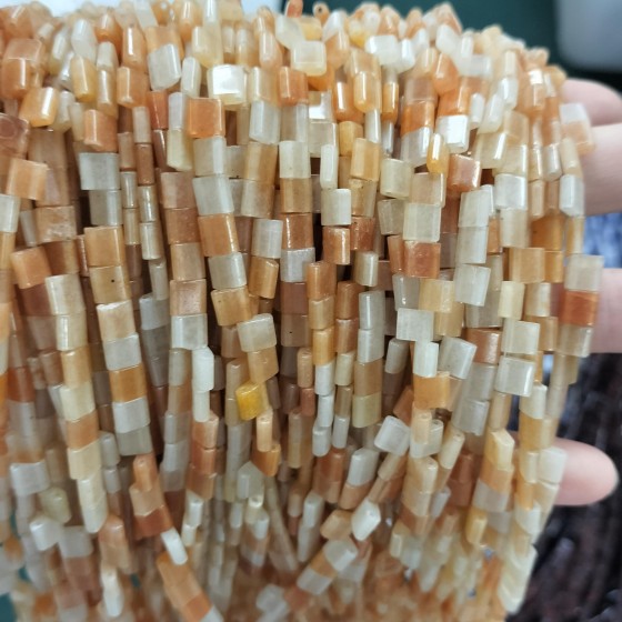 No_260_Natural Red Aventurine Double Hole Square Bead_5*5mm_(Sold Per Strand)