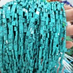 No_262_Synthetic Light Turquoise Double Hole Square Bead_5*5mm_(Sold Per Strand)