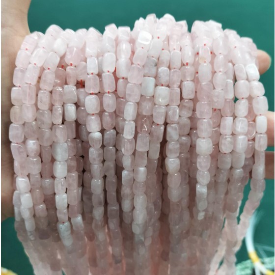 No_263_Natural Rose Quartz Rectangle Nugget Beads_4*7mm_(Sold Per Strand)