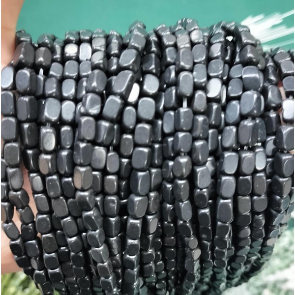 No_265_Natural Black Stone Rectangle Nugget Beads_4*7mm_(Sold Per Strand)