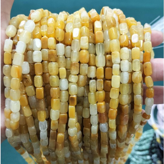 No_266_Natural Yellow Jade Rectangle Nugget Beads_4*7mm_(Sold Per Strand)