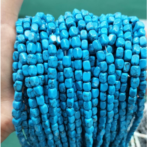 No_273_Synthetic Blue Turquoise Rectangle Nugget_4*7mm_(Sold Per Strand)