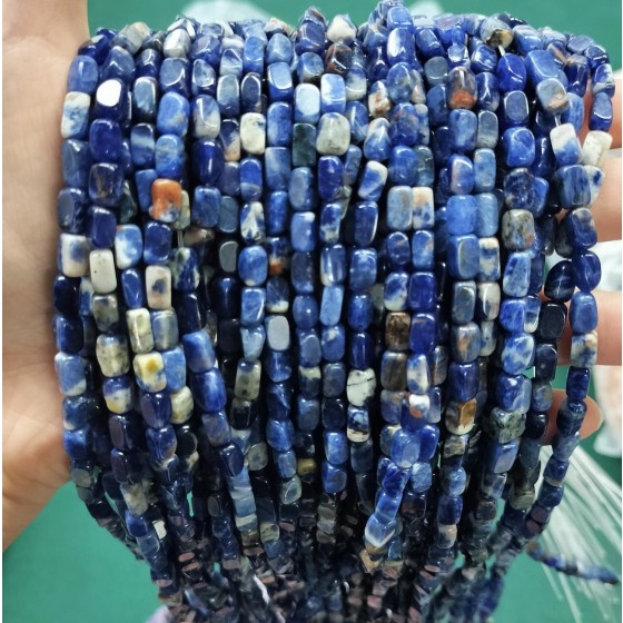 No_277_Natural Sodalite Rectangle Nugget_4*7mm_(Sold Per Strand)