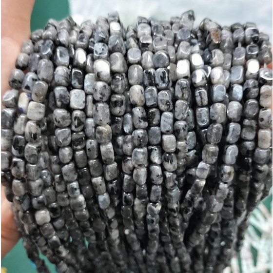 No_280_Natural Black Labradorite Rectangle Nugget_4*7mm_(Sold Per Strand)